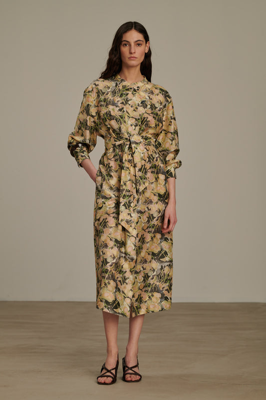 Robe Philomene - Gris/Vert - Soie - Femme