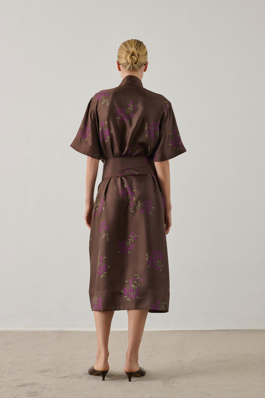 Robe Witty - Marron/Violet - Soie - Femme