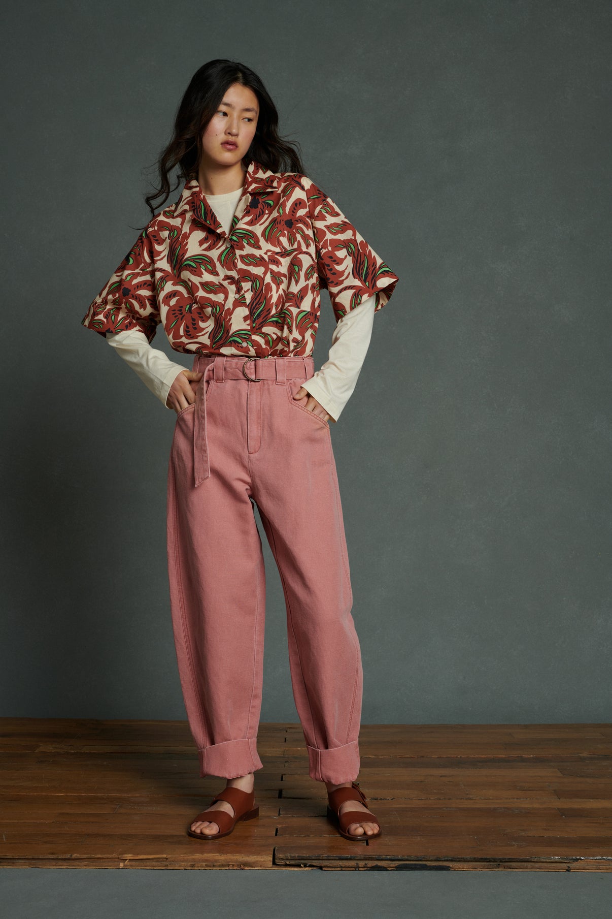 Chemise Alexandre - Terre Battue/Vert - Coton - Femme vue 5