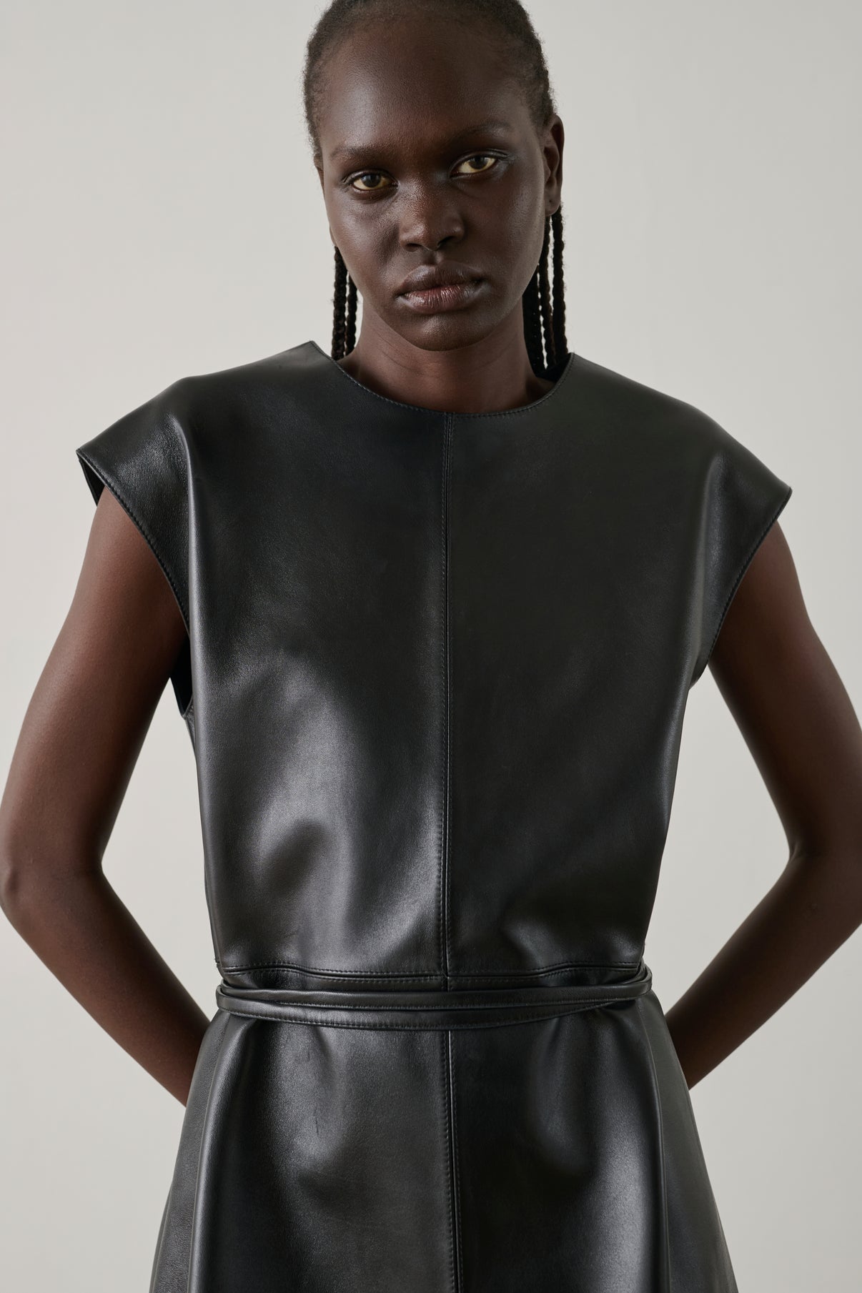 Robe Sofia - Noir - Cuir - Femme vue 3